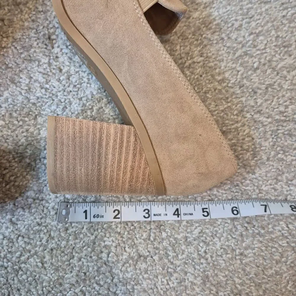 Joie Wevenly Suede Shoe Size 8 Block Heel Square Toe